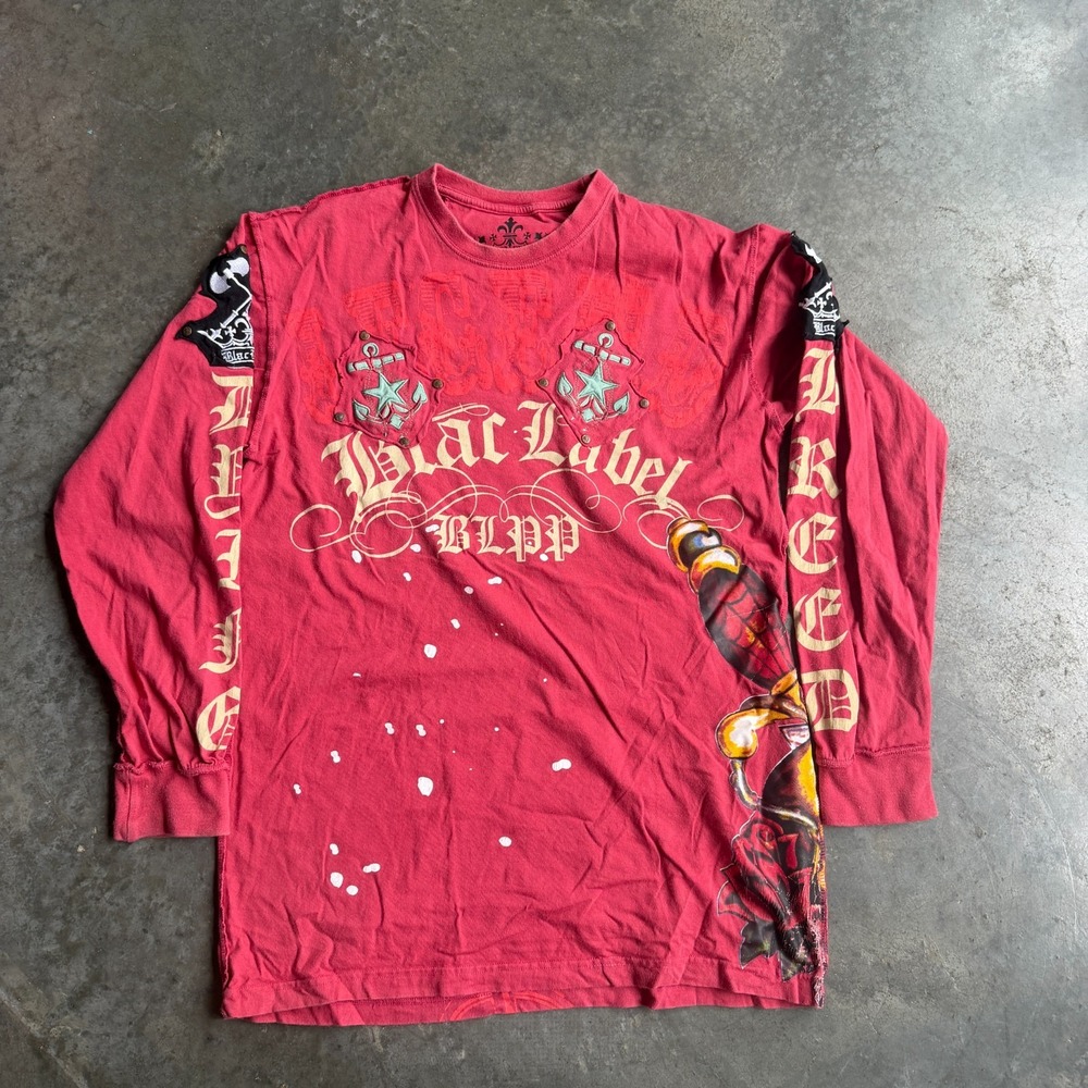 Vintage Y2K Blac Label Studded Long Sleeve Shirt Skull Graphic Jesse Pinkman XL
